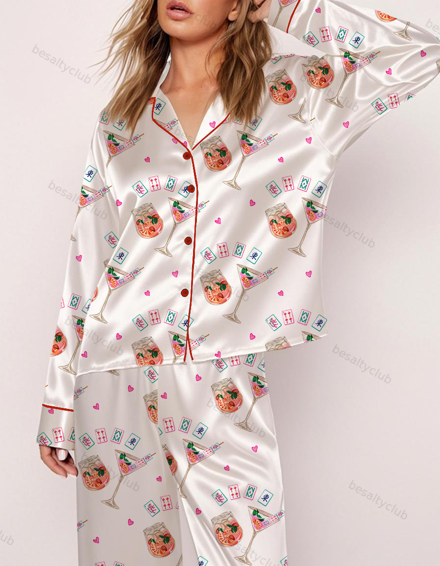 Mahjong Girl's Party Satin Pajama Set