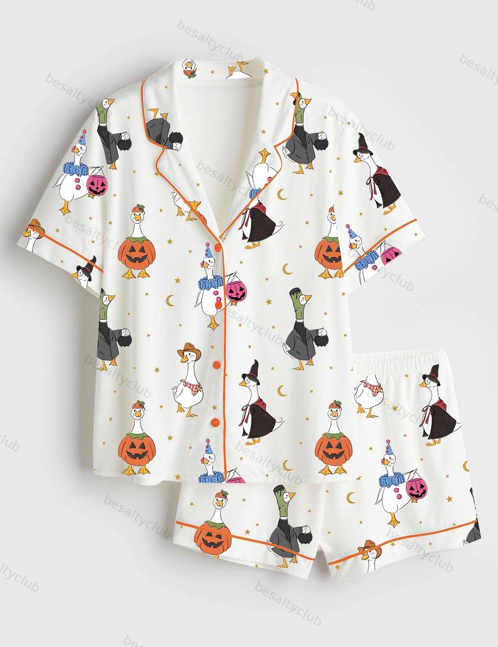 Halloween Goose Short Sleeve Satin Pajama Set