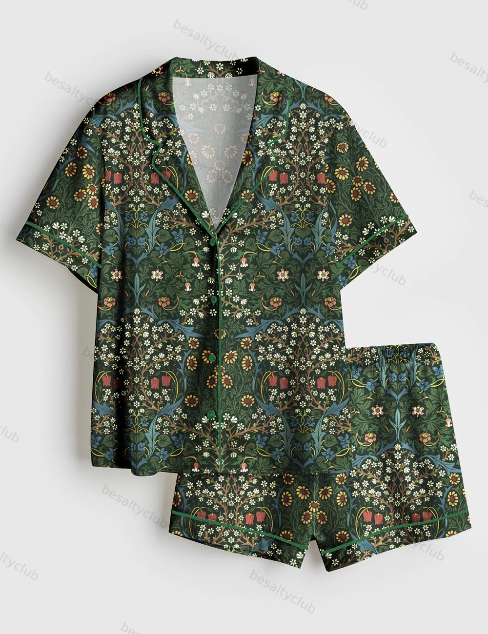 Antique Colors Sunflowers Plant Lover Gardening Print Short Sleeve Satin Pajama Set