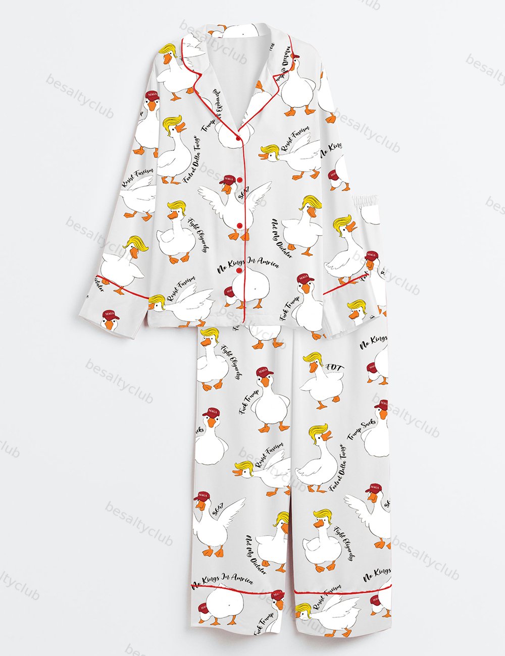 Subtle Anti Trump Sill Goose Long Sleeve Satin Pajama Set