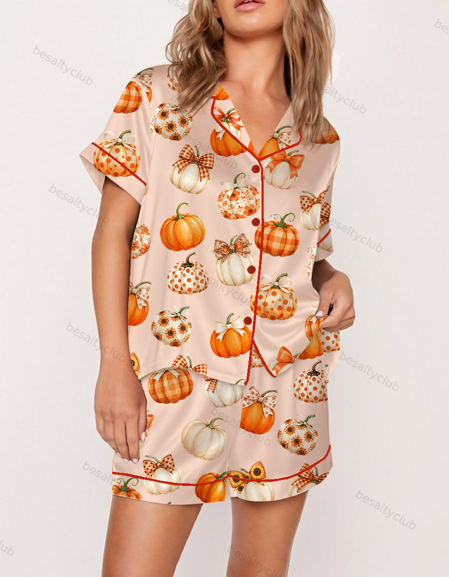 Preepy Cute Pumpkins Satin Pajama Set