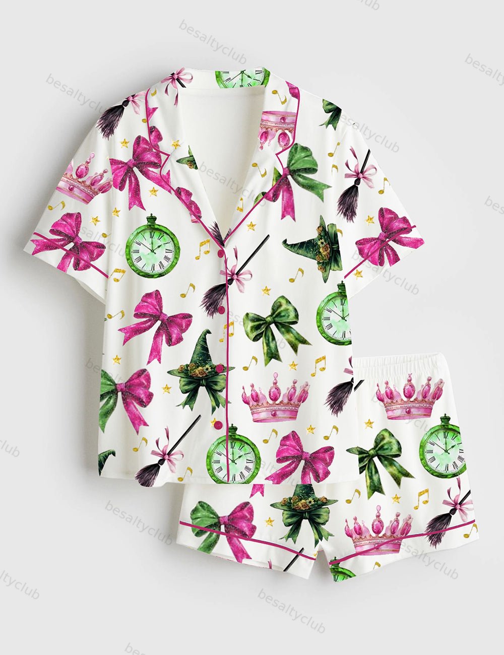 Coquette Wicked Short Sleeve Satin Pajama Set