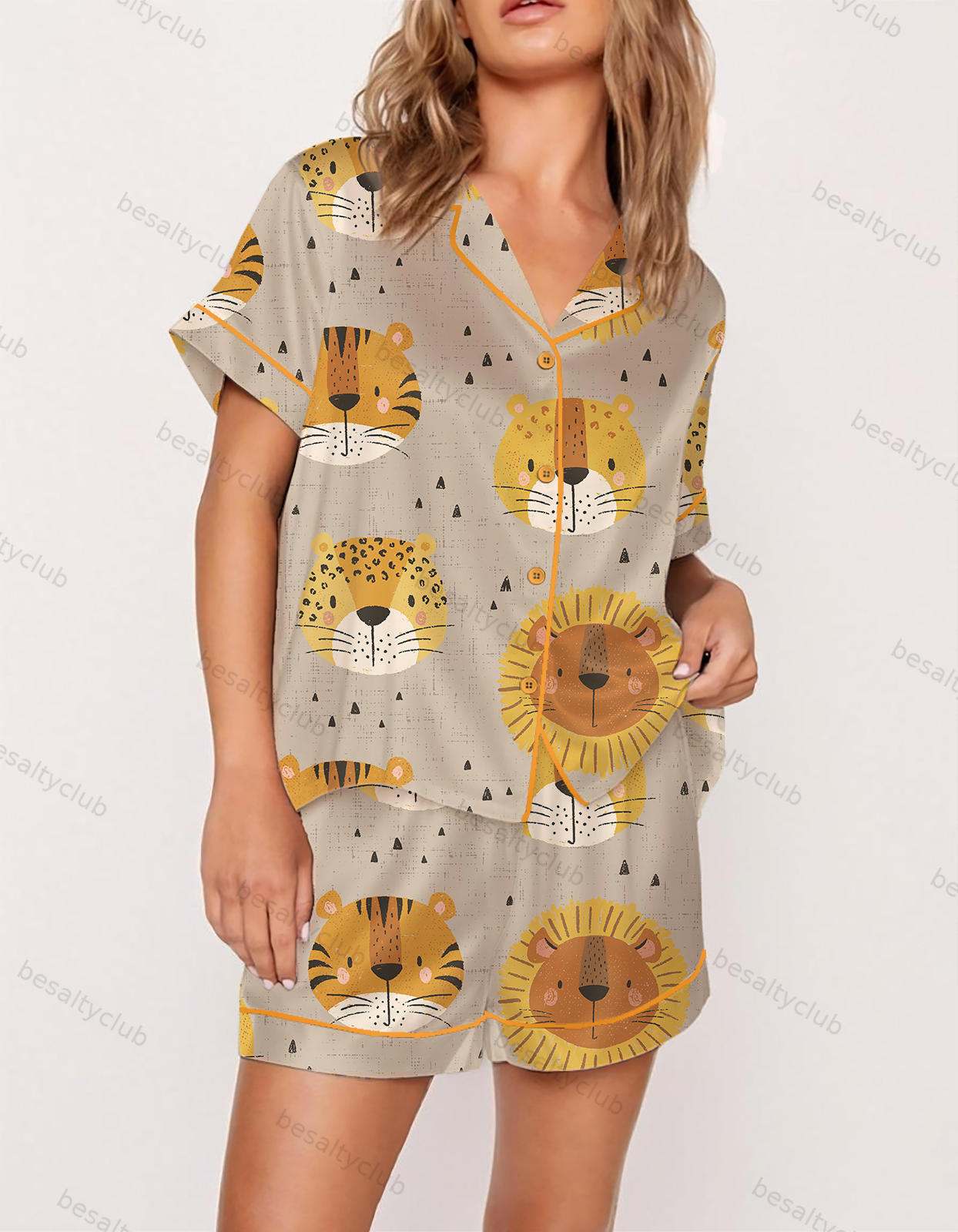 Safari Cats Satin Pajama Set