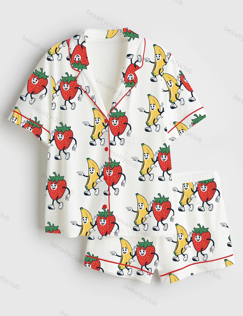 Pride Month Support Your Fruity Friends LGBTQ Short Sleeve Satin Pajama Set