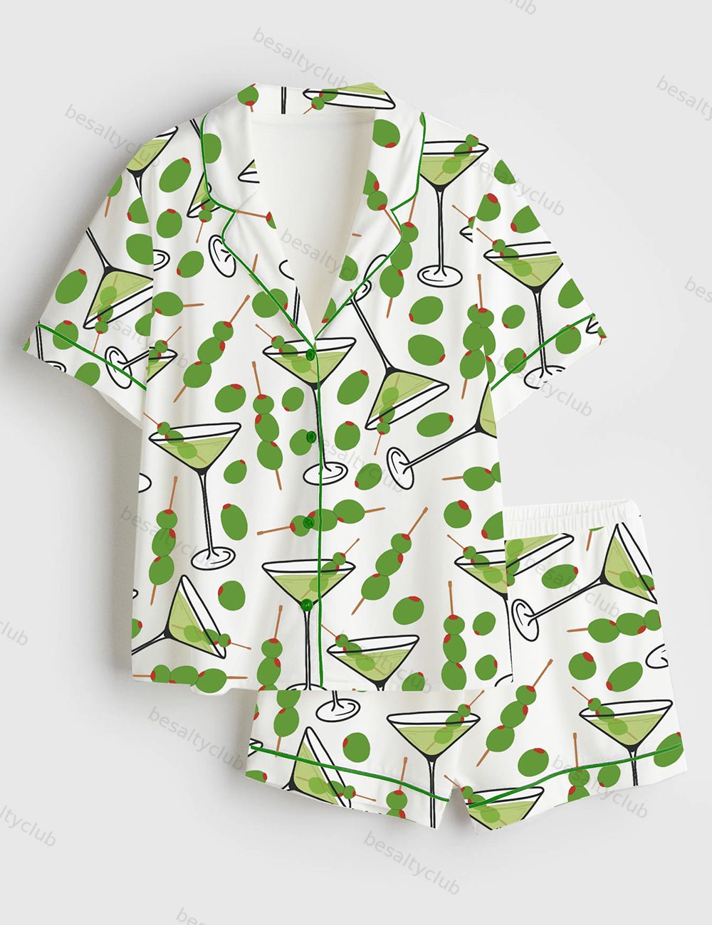 Martini Short Sleeve Satin Pajama Set