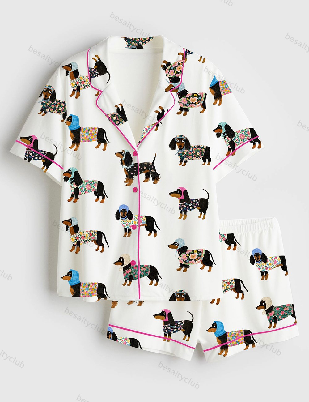 Women's Dachshund Weiner Short Sleeve Satin Pajama Set