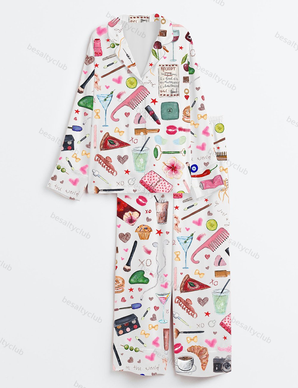 I'm Just A Girl Like Drinking Aperol Spritz Martini Bottle Vino Long Sleeve Satin Pajama Set