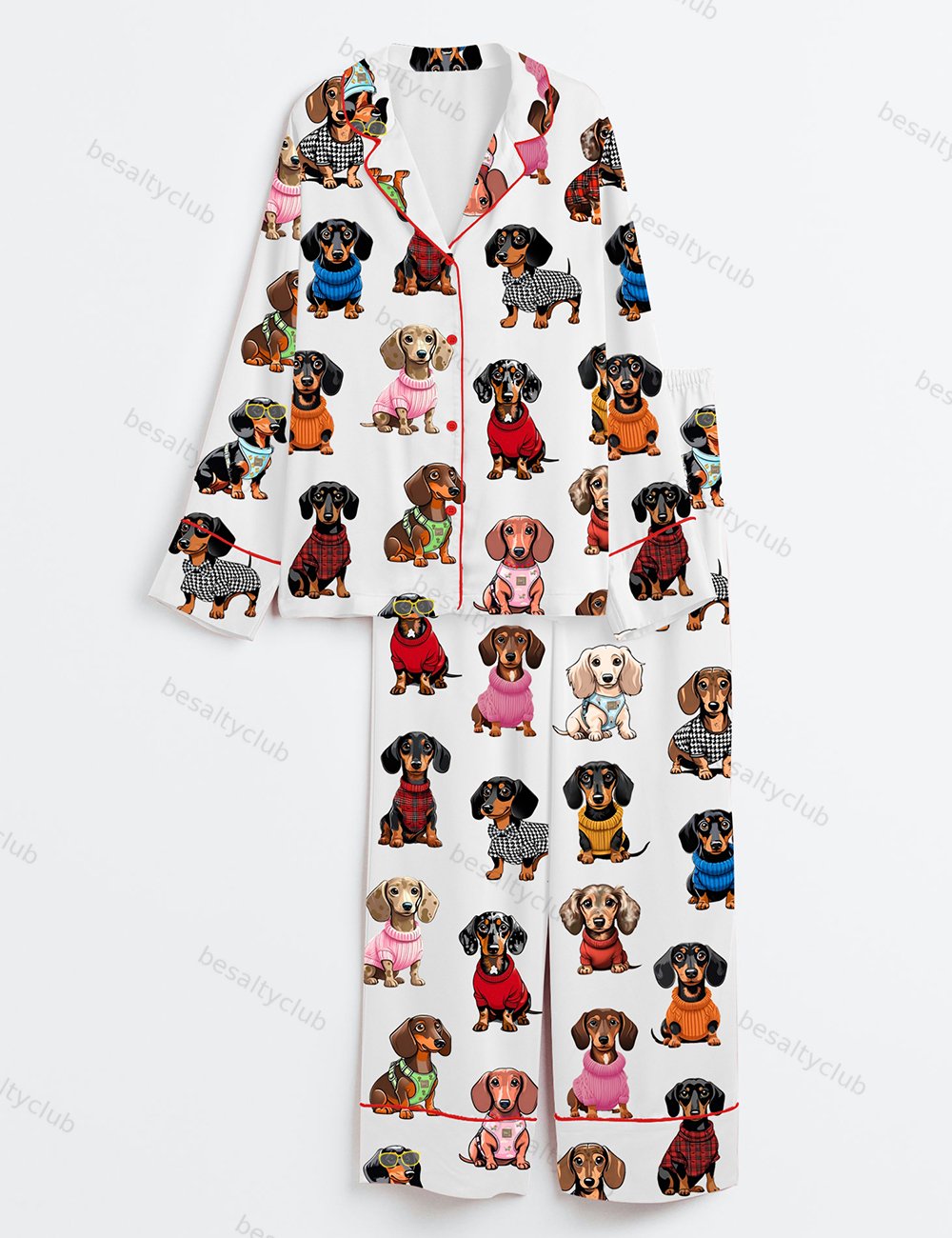 Dachshund Lover Long Sleeve Satin Pajama Set