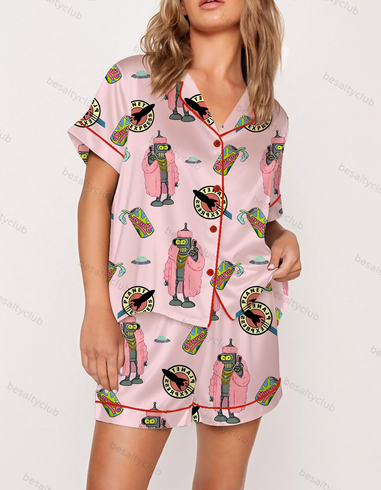 Bender's Pink Swagger Satin Pajama Set