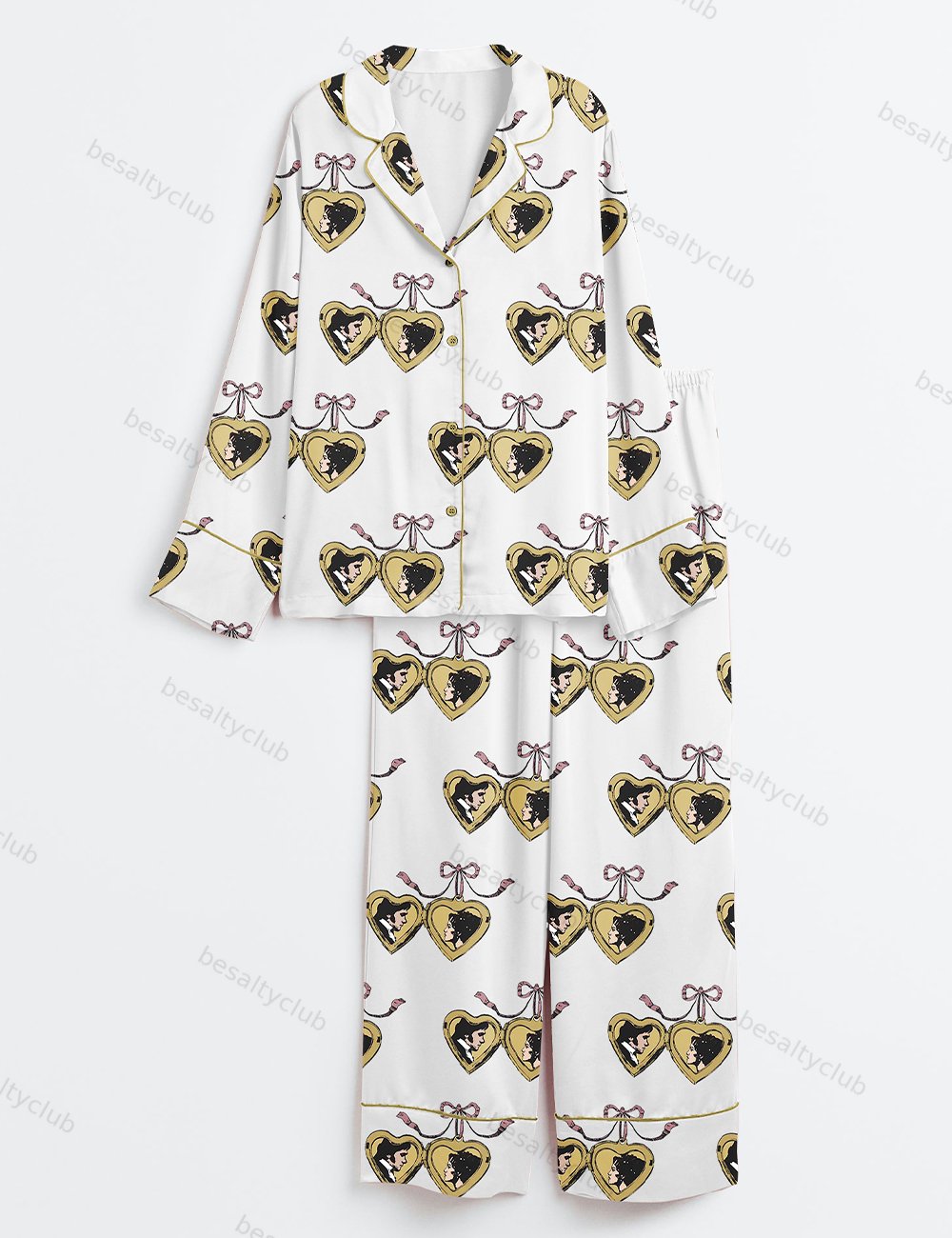 Pride and Prejudice Locket Long Sleeve Satin Pajama Set