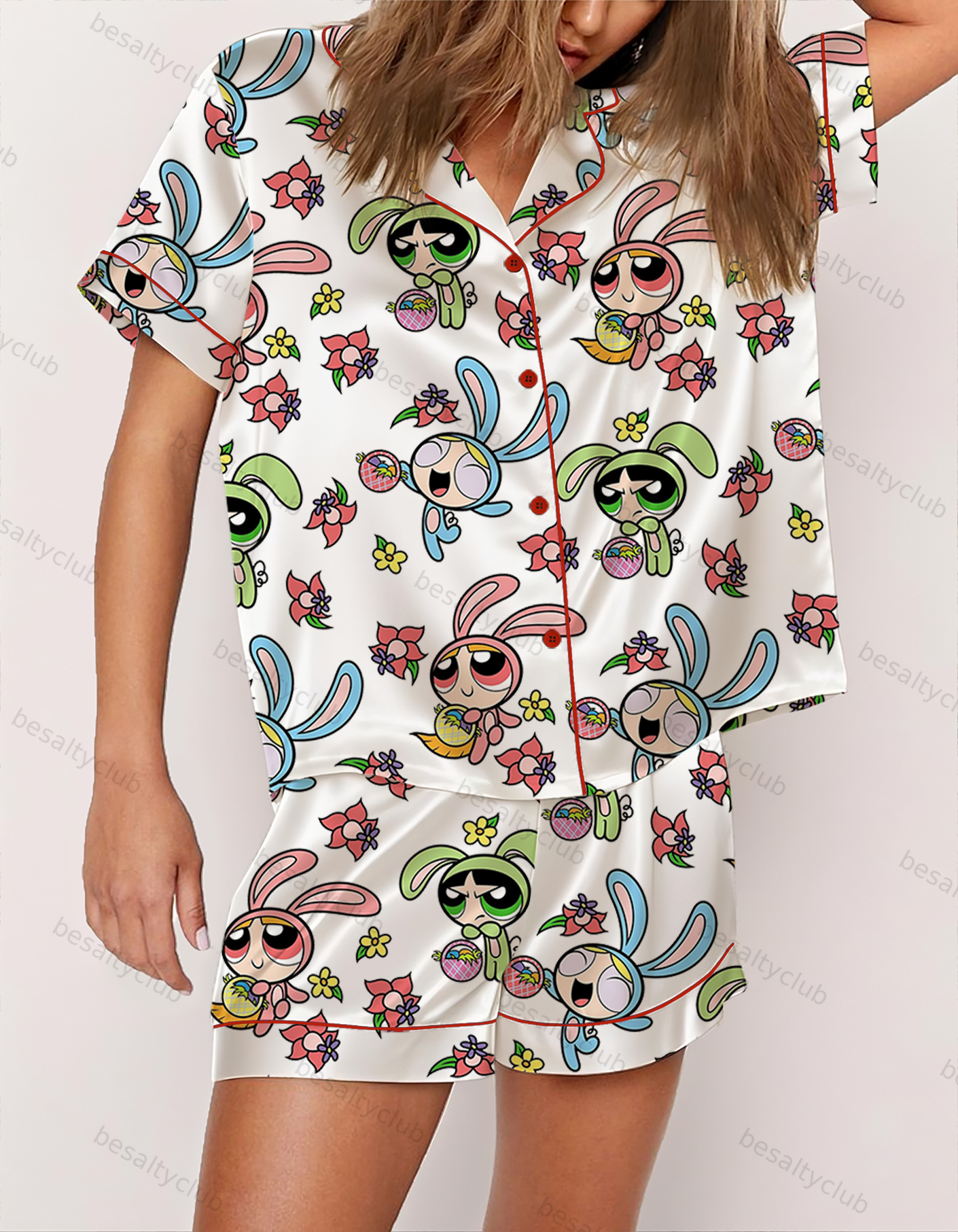 PPG Cartoon Bunny Satin Pajama Set