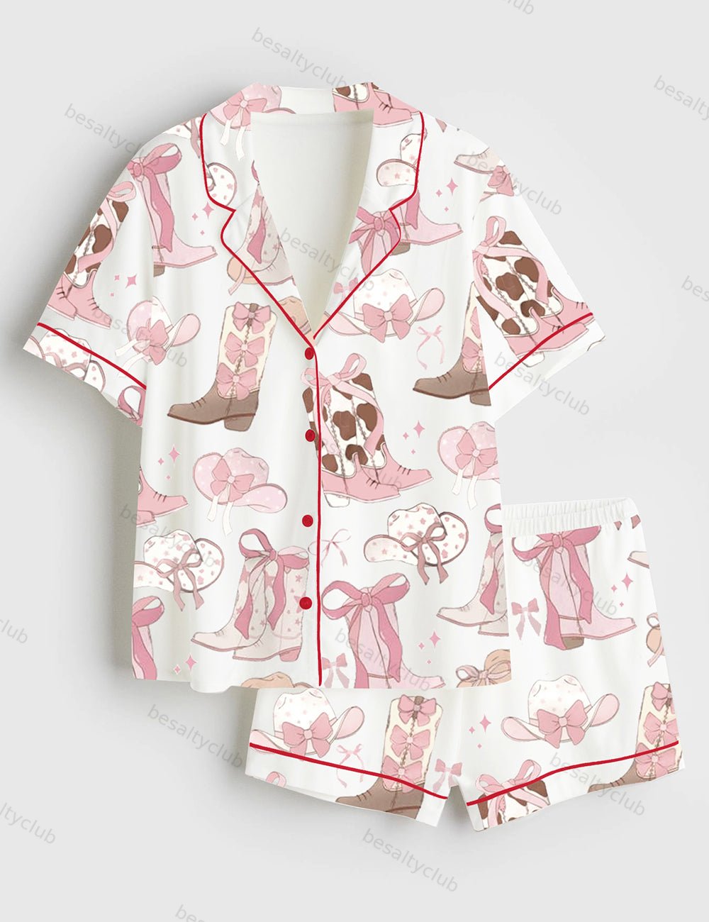 Cowgirl Coquette Short Sleeve Satin Pajama Set