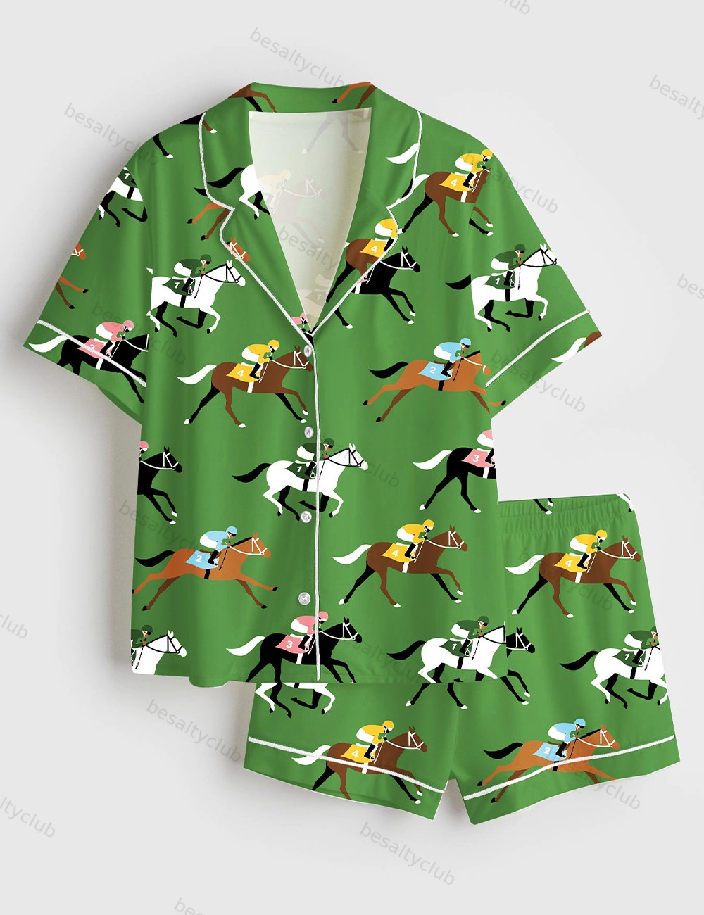 Kentucky Derby Day Short Sleeve Satin Pajama Set