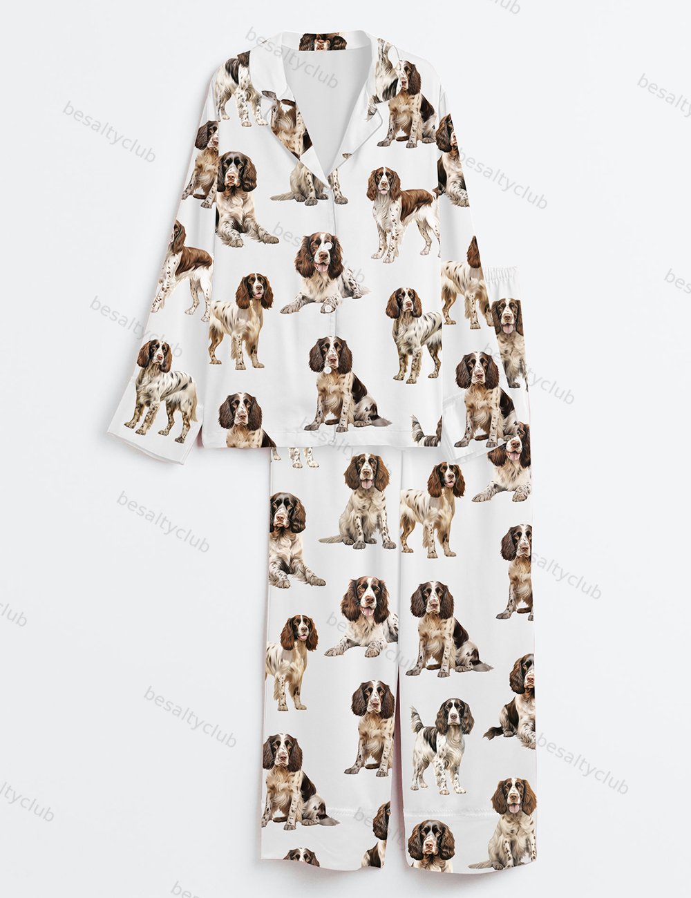 Springer Spaniel Dog Lover Long Sleeve Satin Pajama Set