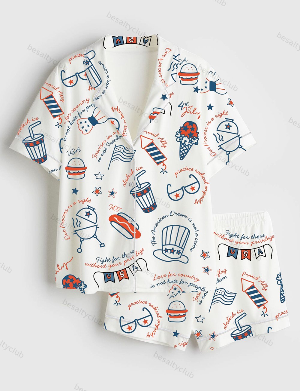 Liberal Fourth Of July Anti Trump Short Sleeve Satin Pajama Set