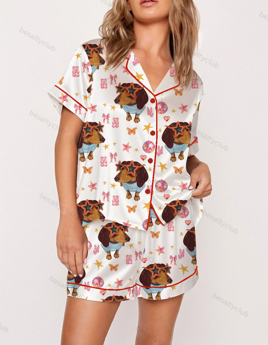Disco Dachshund Satin Pajama Set