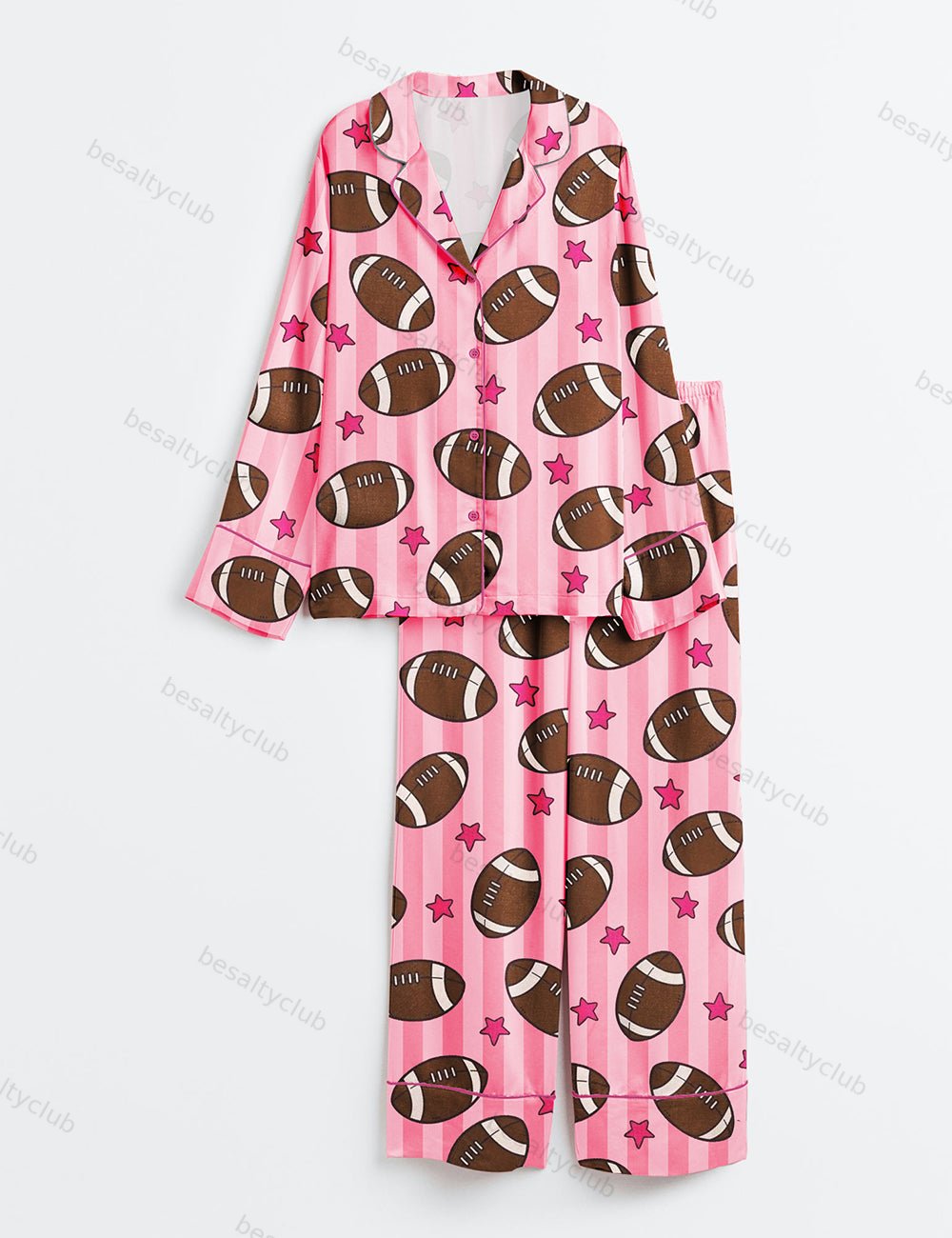 American Football Long Sleeve Satin Pajama Set