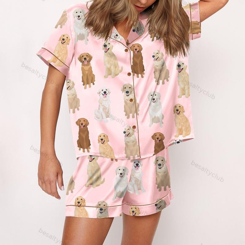 Doggy Golden Retriever Satin Pajama Set