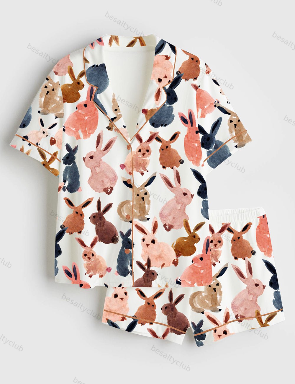 Easter Bunny Short Sleeve Satin Pajama Set