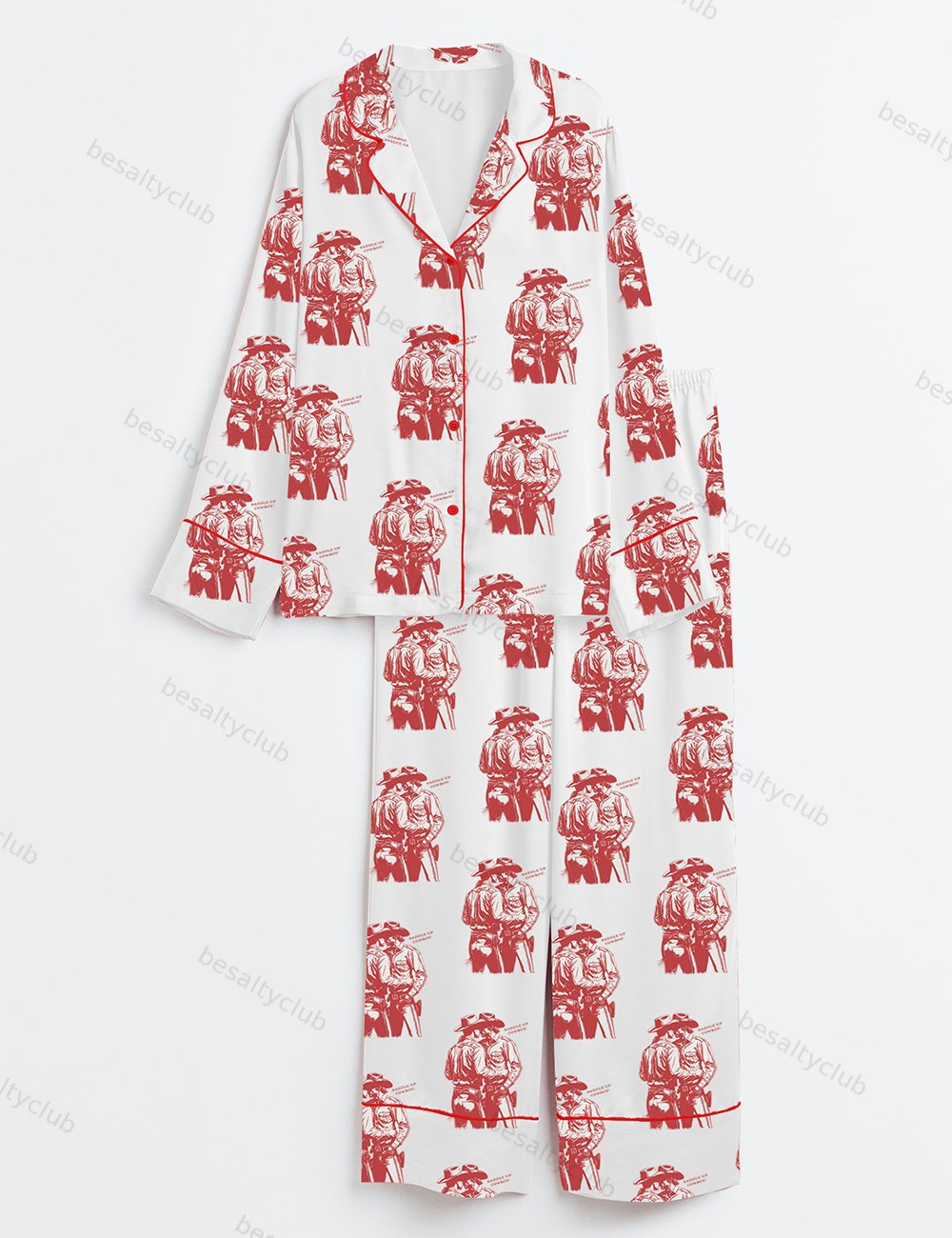 Gay Cowboy Howdy Cowboys Lgbtq Pride Print Long Sleeve Satin Pajama Set