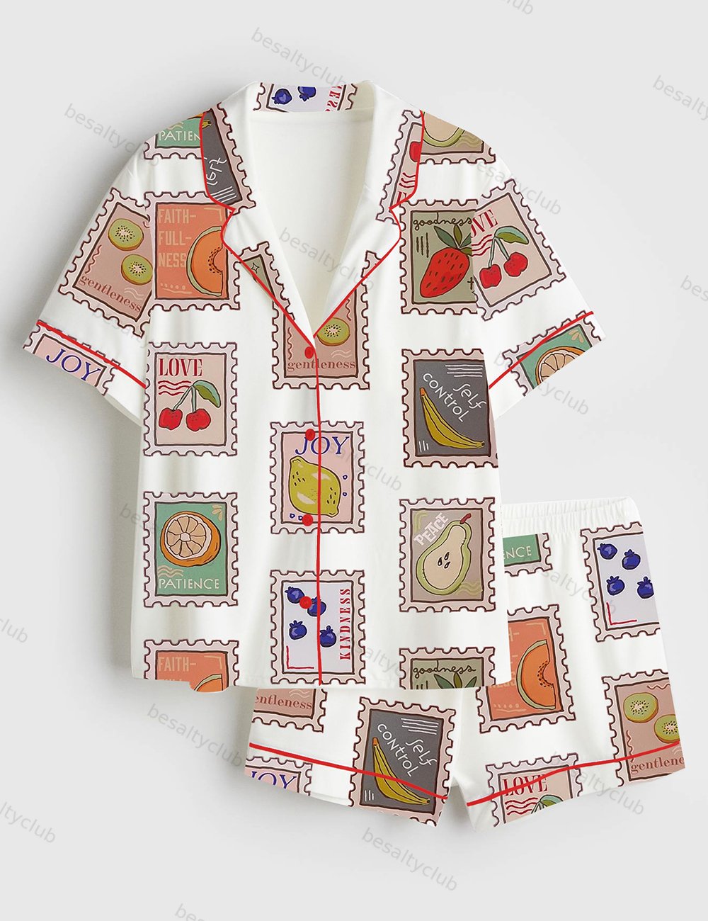 The Fruit Of The Spirit Short Sleeve Satin Pajama Set