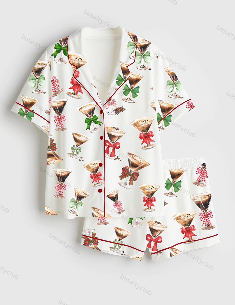 Espresso Martinis Short Sleeve Satin Pajama Set