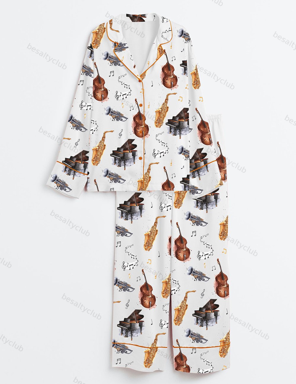 Musical Instruments Long Sleeve Satin Pajama Set