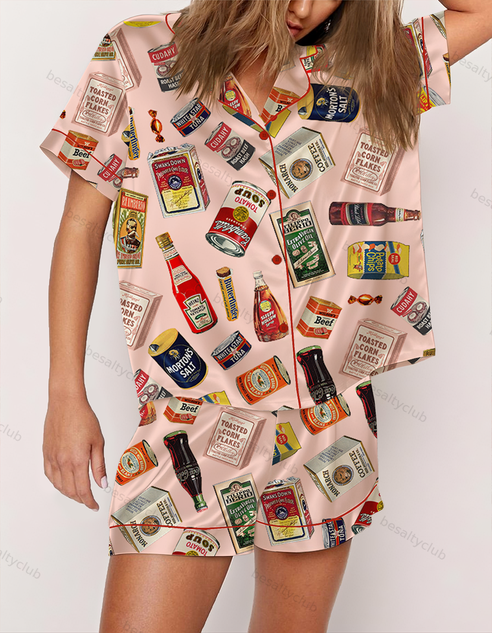 Vintage Grocery Store Satin Pajama Set