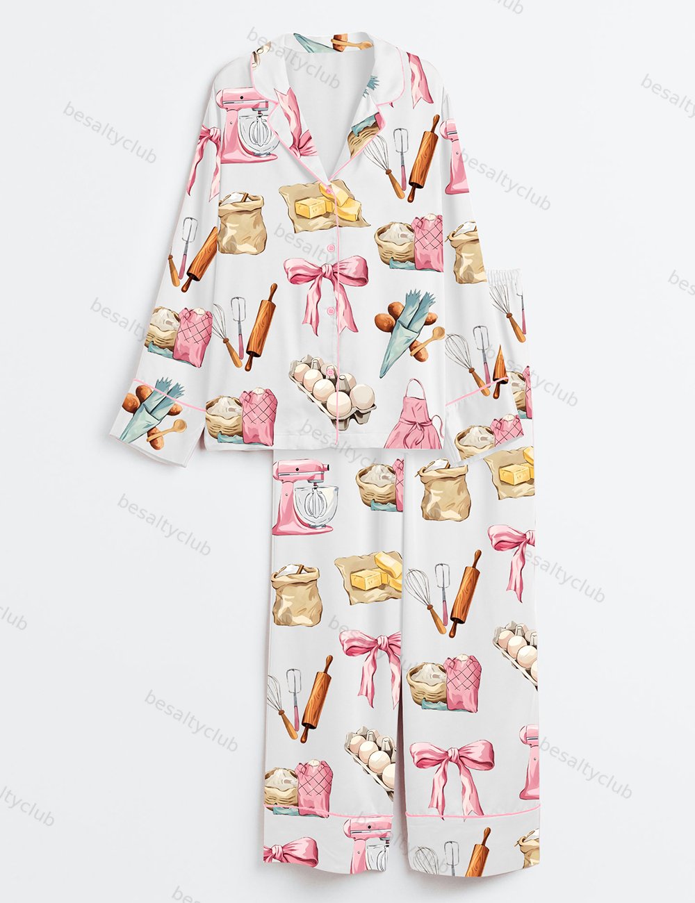 Baking Coquette Baker Long Sleeve Satin Pajama Set