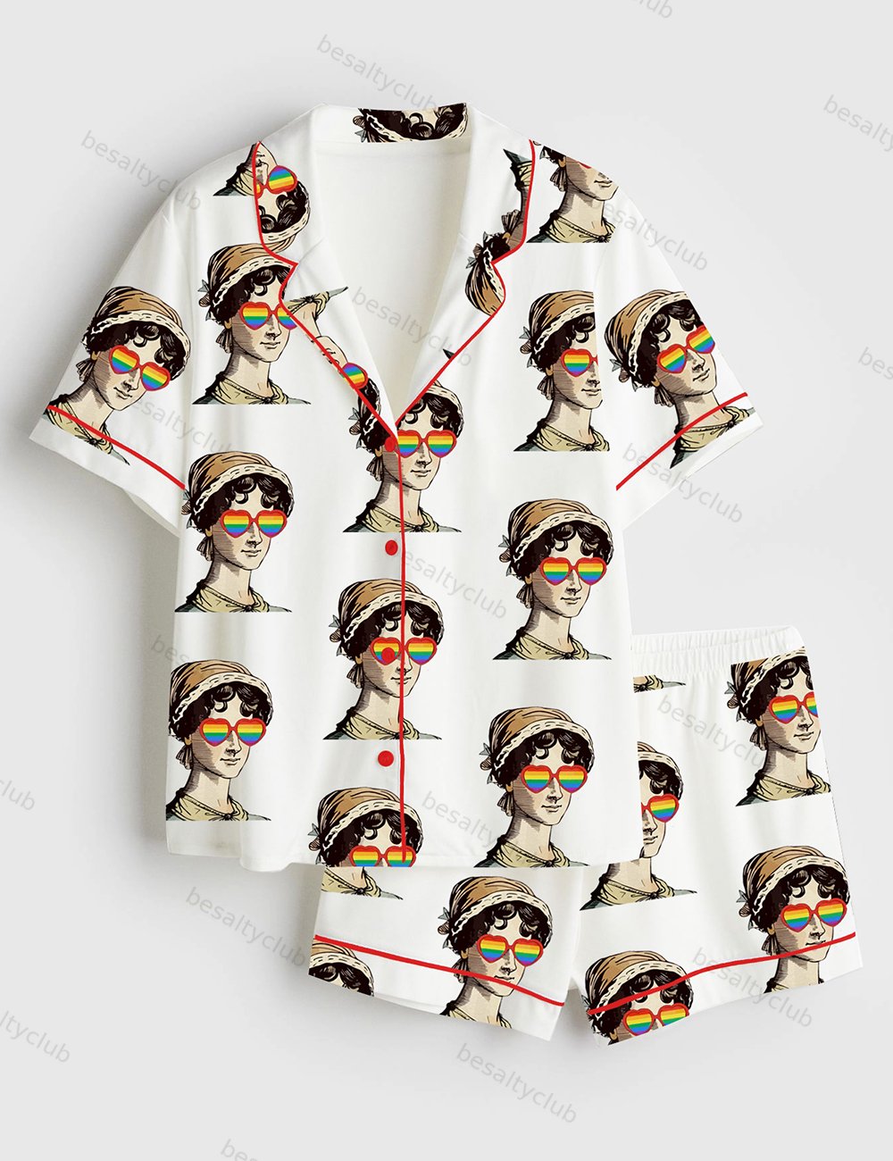 More Pride Less Prejudice LGBTQ Pride Month Print Short Sleeve Satin Pajama Set