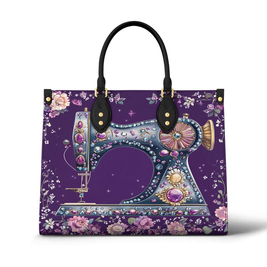 Sewing Leather Bag Purple Spark