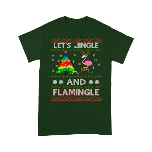 Lassen Sie uns Jingle und Flamingle lustige Weihnachten Flamingo T-Shirt Geschenk für Weihnachten