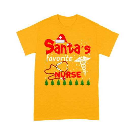 Santa's Favorite Nurse Funny Christmas Gift - Standard T-shirt Tee Shirt Gift For Christmas