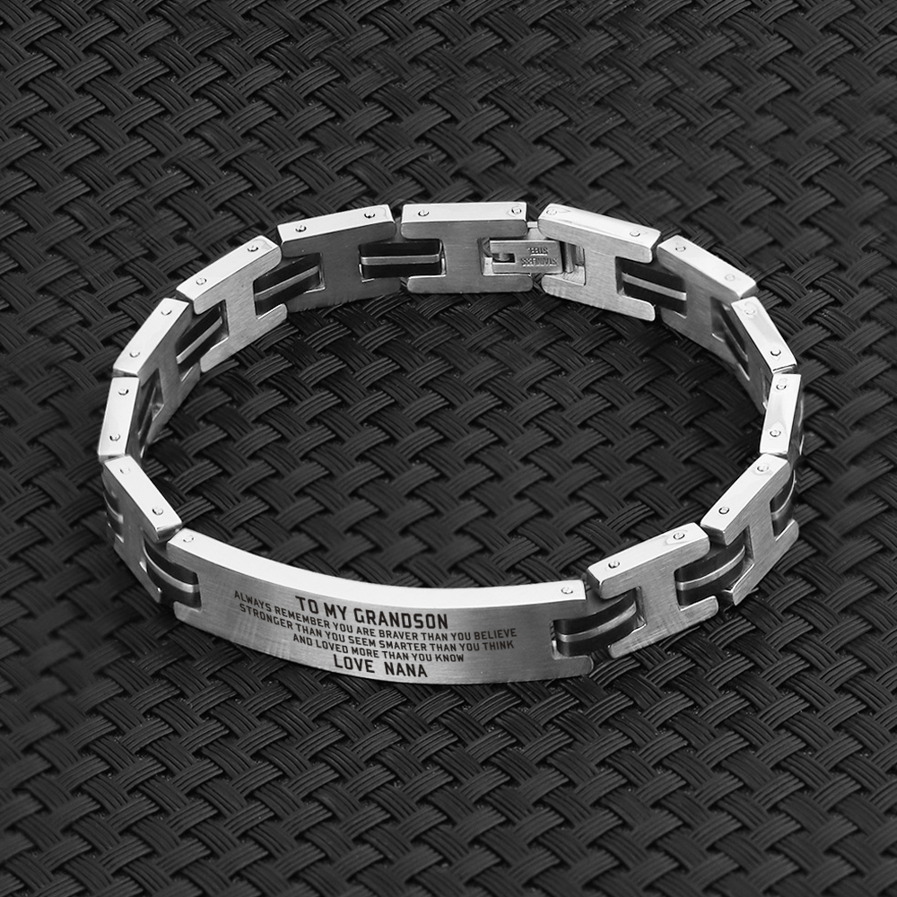 Nana To Grandson - You Are Loved More Engraved Men's Bracelet
