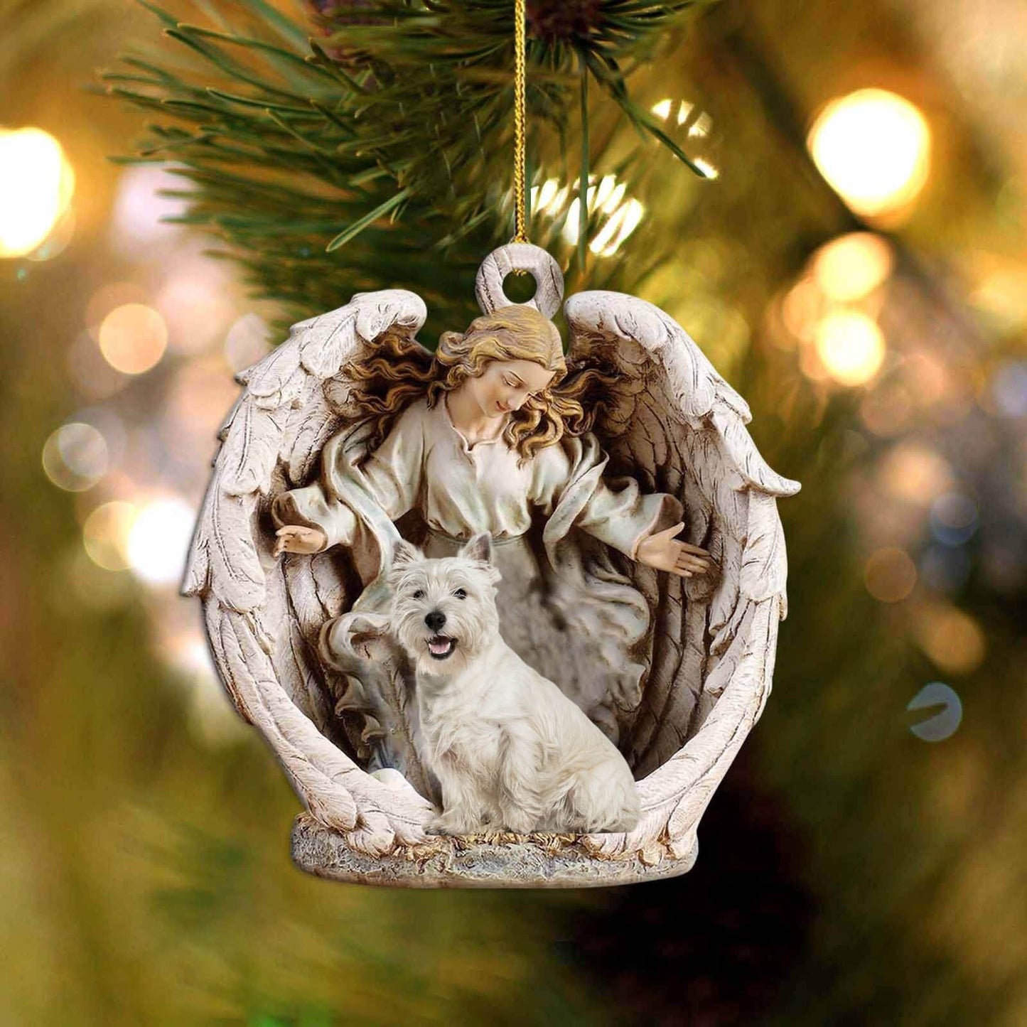 West Highland White Terrier-Angel Hug Winter Love Two Sided Ornament - Best gifts your whole family