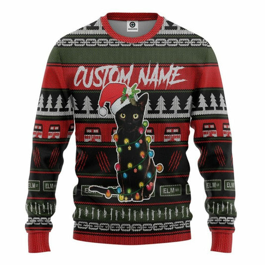 3D Custom Schwarze Katze Hässliche Weihnachten T-Shirt Hoodie Bekleidung