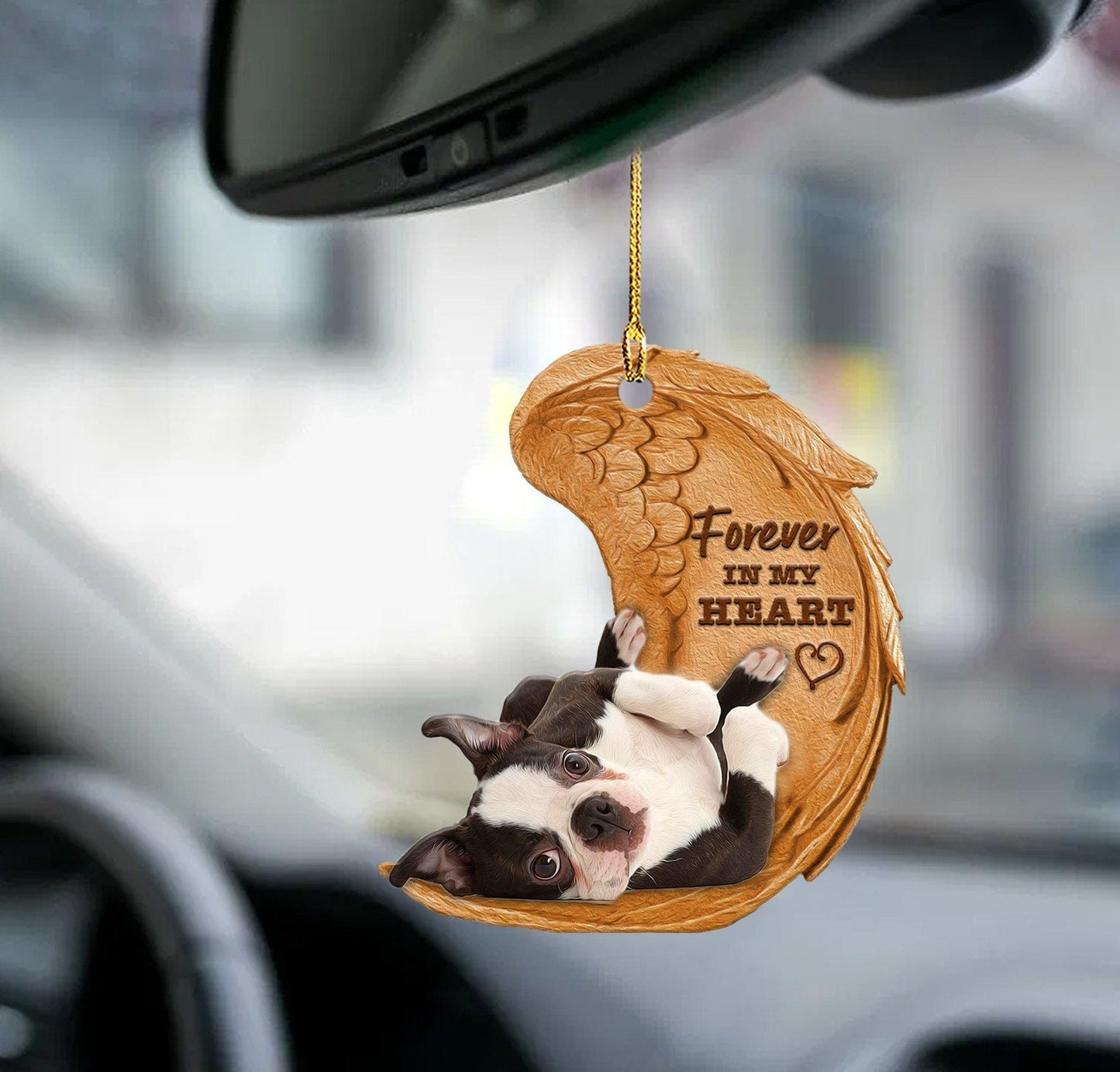 Boston Terrier forever in my heart Boston Terrier lover dog mom two sided ornament, Christmas Ornament Gift, Christmas Gift, Christmas Decoration
