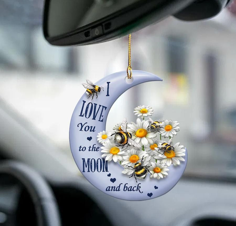 Bee Moon and Back 2 sides Ornament, Christmas Ornament Gift, Christmas Gift, Christmas Decoration