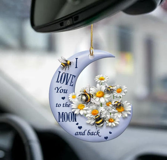 Bee Moon and Back 2 sides Ornament, Christmas Ornament Gift, Christmas Gift, Christmas Decoration
