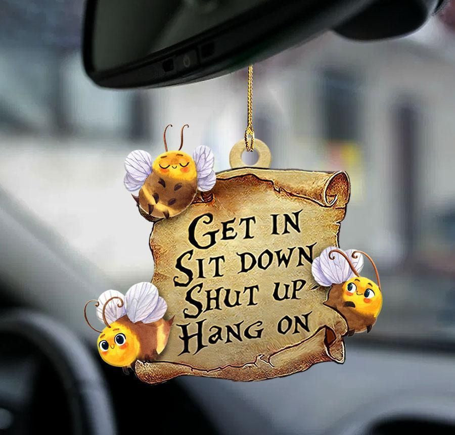 Bee get in two sided ornament, Christmas Ornament Gift, Christmas Gift, Christmas Decoration