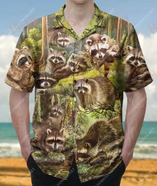 Raccon Is A Spirit Animal Unisex Short Sleeve Shirt Summer Hawaiian T Shirts Hawaiian Crazy Shirts Hawaiian Shirts For Women, Hawaiian Shirt Gift, Christmas Gift