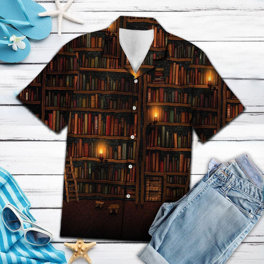 Classic Bookshelf In Library Design Hawaiian Shirt, Hawaiian For Gift