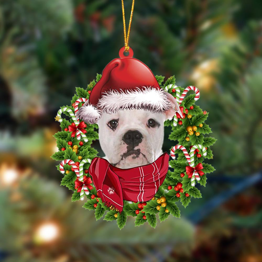 American Bulldog 2-Xmas Bandana Hanging Christmas Plastic Hanging Ornament, Christmas Gift, Christmas Decoration