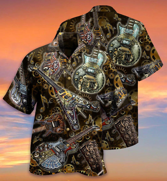 Gift For Music Lovers Guitar Machine Style Design Hawaiian Shirt, Hawaiian Shirt Gift, Christmas Gift