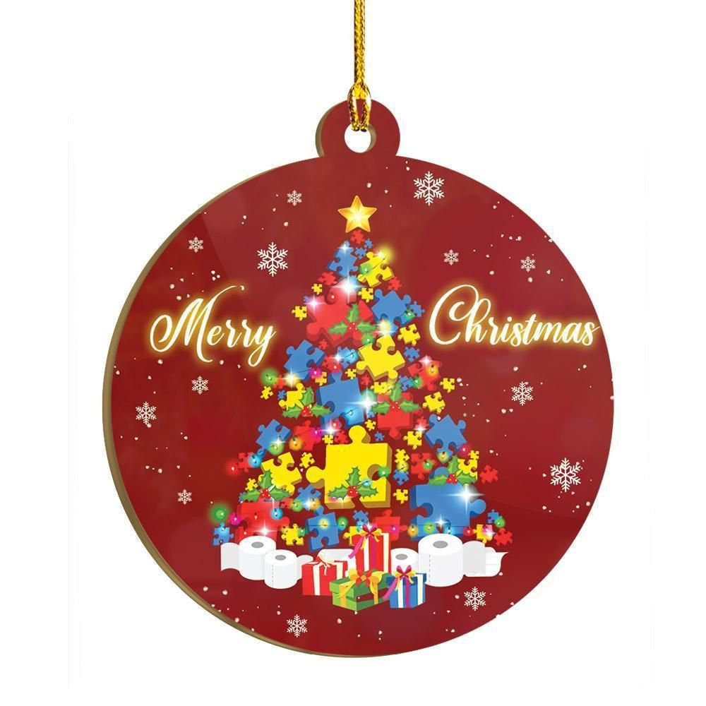 Autism Awareness Merry Christmas Ornament, Christmas Ornament Gift, Christmas Gift, Christmas Decoration