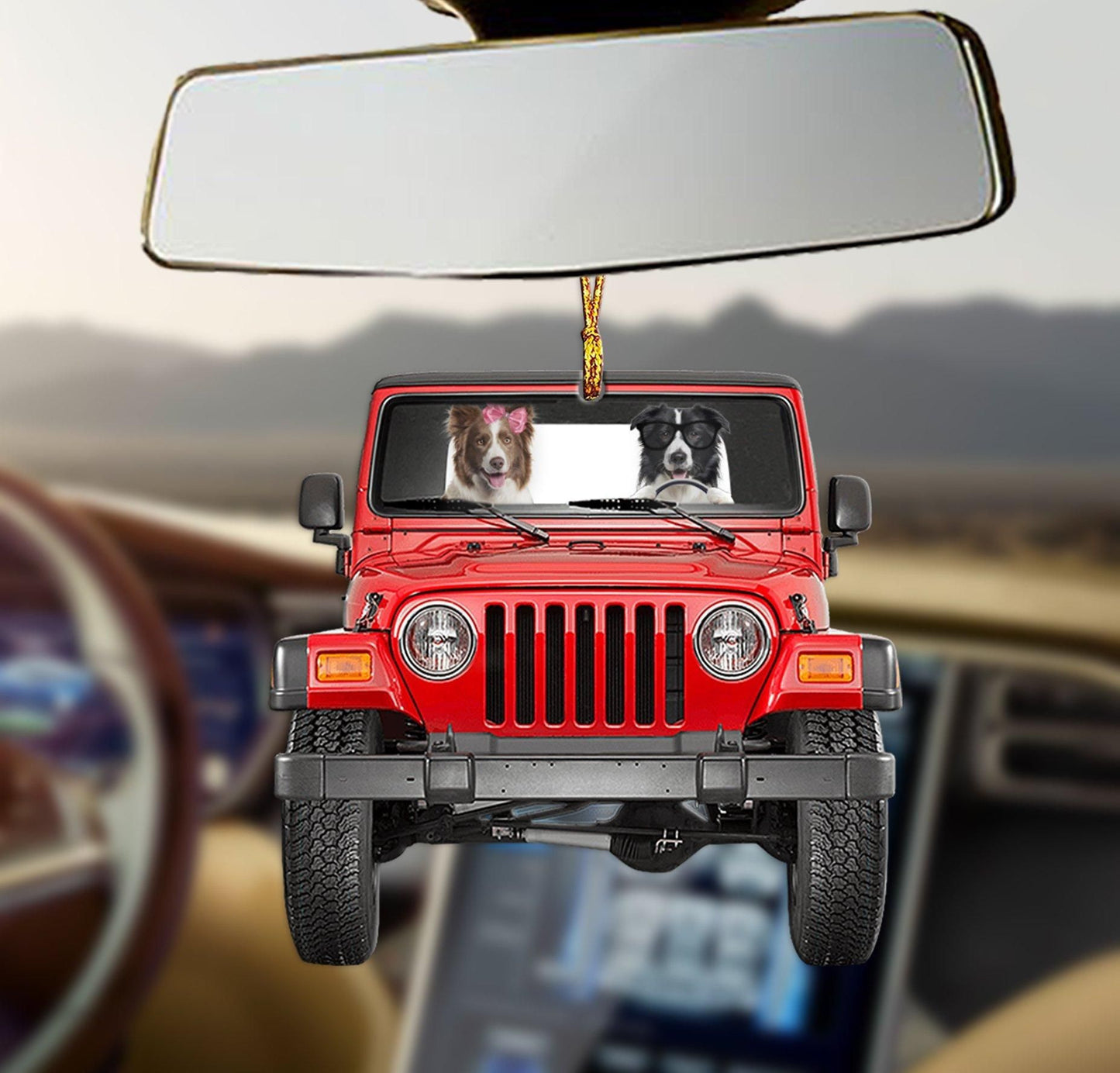 Border Collie Driving red car Shape Ornament, Christmas Ornament Gift, Christmas Gift, Christmas Decoration