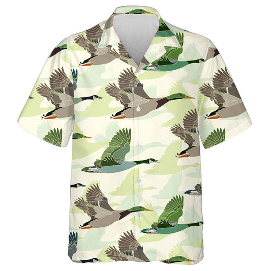 Hand Drawn With Geese And Ducks Hawaiian Shirt, Hawaiian For Gift