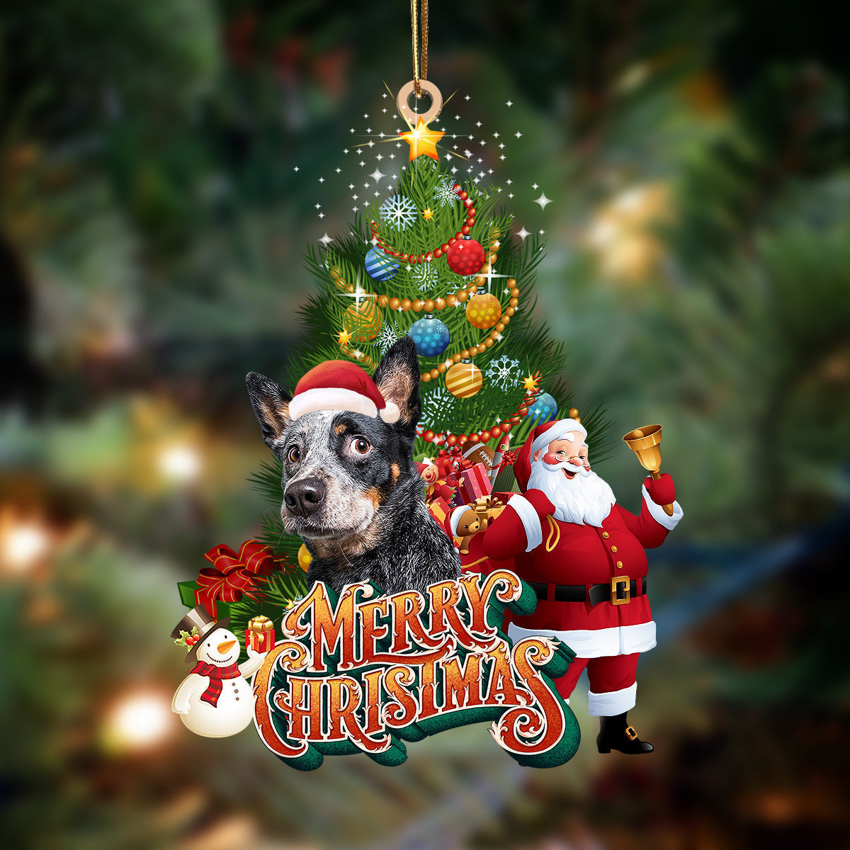 Australian Cattle Dog-Christmas Tree&Dog Hanging Christmas Plastic Hanging Ornament, Christmas Ornament Gift, Christmas Gift, Christmas Decoration