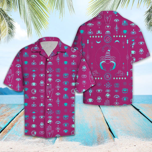 Pink Scorpio Old Aged Tool Zodiac Sign Hawaiian Shirt, Hawaiian Shirt Gift, Christmas Gift