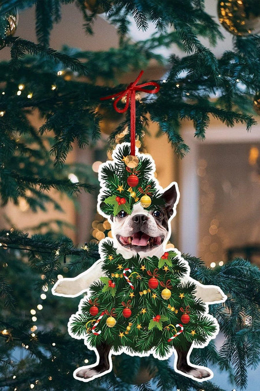 Boston Terrier Christmas tree cosplay Shape Ornament, Christmas Ornament Gift, Christmas Gift, Christmas Decoration